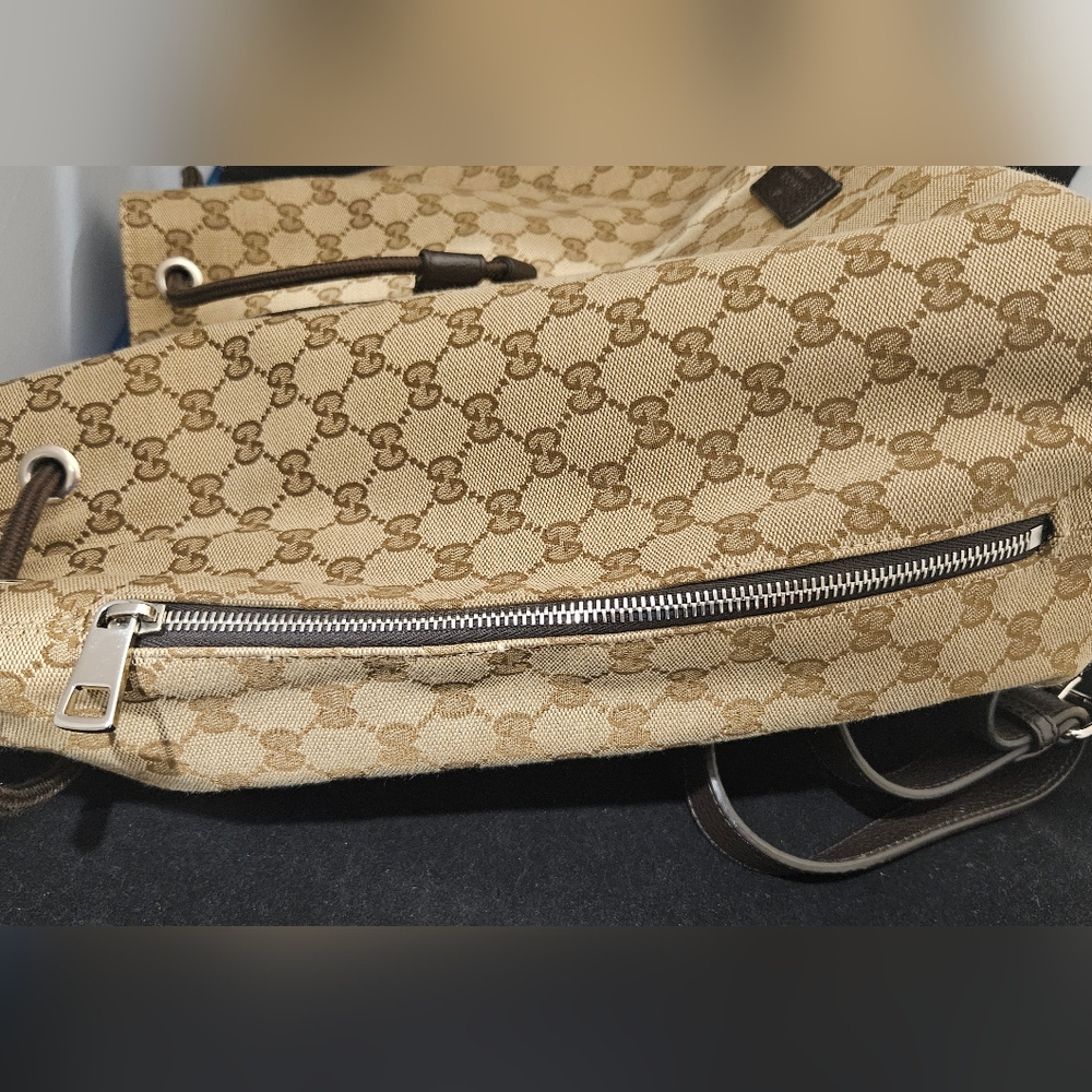 Gucci Brown Monogram Drawstring Backpack - image 6